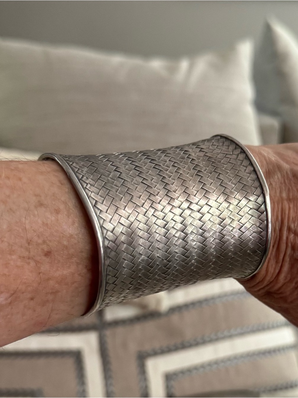 Satya Jewelry Wide Textured Silver Cuff Bracelet